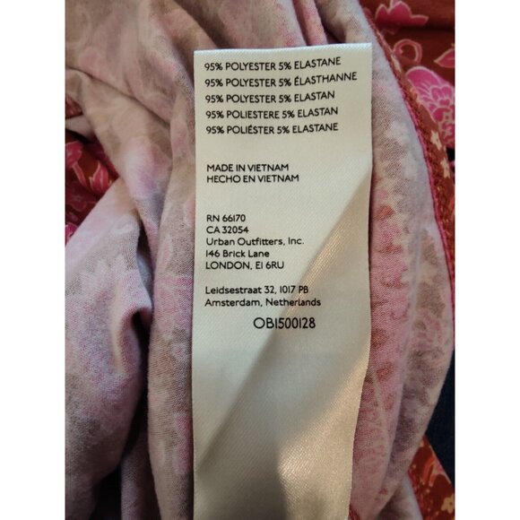 Free People Pink Floral Boho Sarong Pull On Midi Skirt Stretch M (31x36) - Picture 5 of 5